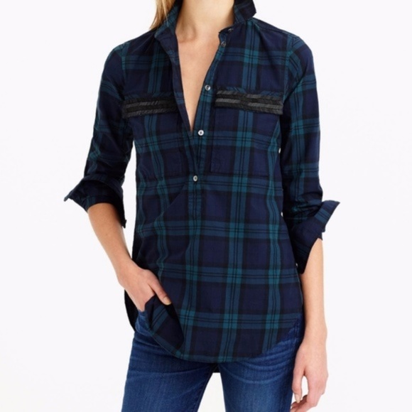 J. Crew Beaded Chevron Popover Shirt - Picture 1 of 5